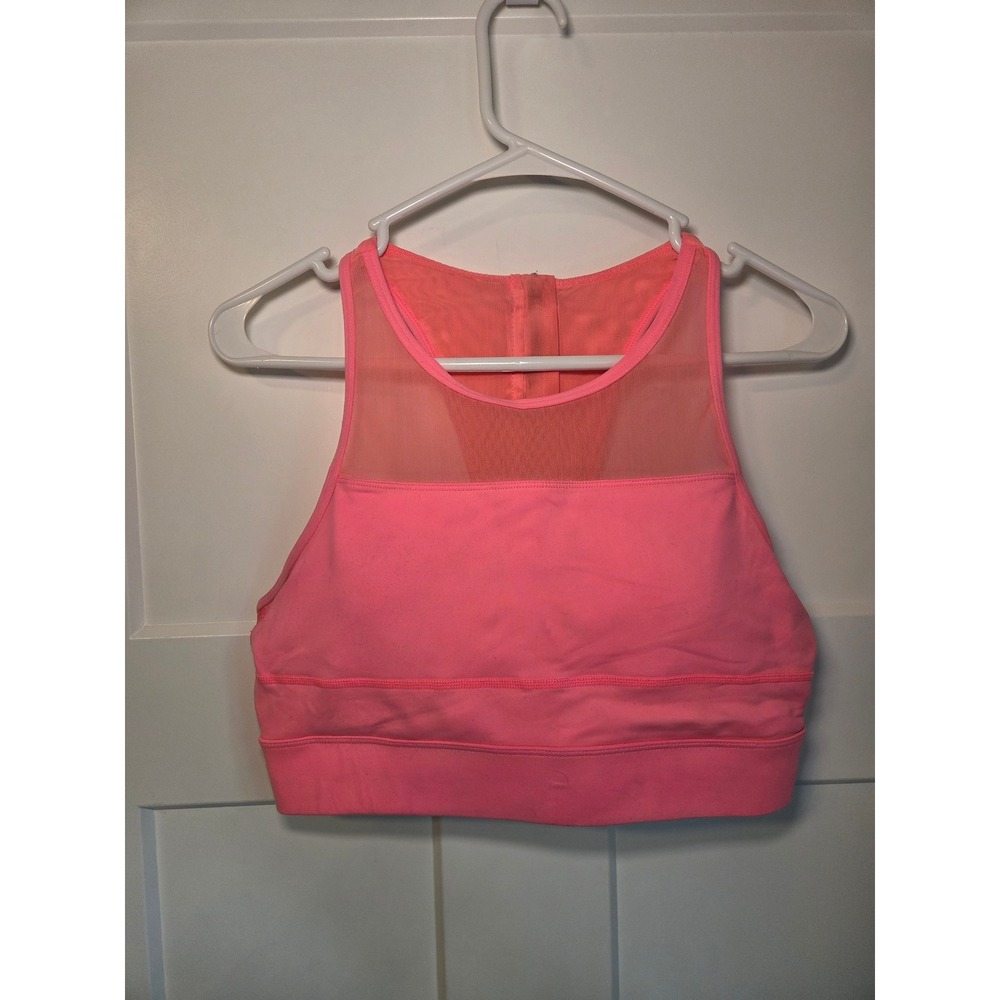Zyia Active Neon Pink Mesh High Neck Sports Bra More Rep Racerback XL